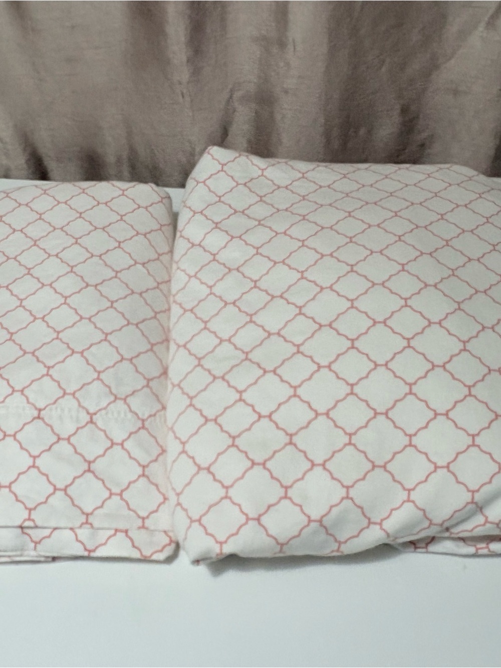 Charter Club White Duvet Cover Set with Coral Geometric Trellis